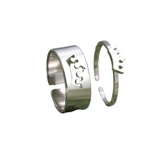 Bagues couple assorties couronne argent