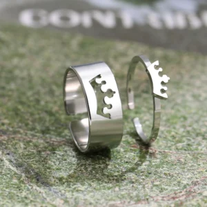 Bagues couple assorties couronne argent