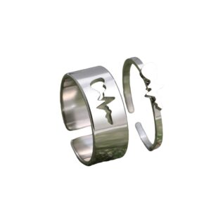 Bagues couple assorties fréquence argent