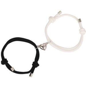 Bracelets couple cordon mixte noir et blanc