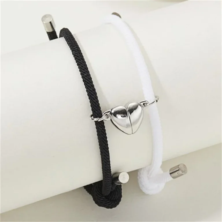 Bracelets couple cordon mixte noir et blanc