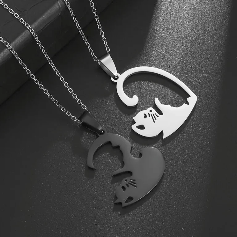 Colliers couple séparable chat argent et noir