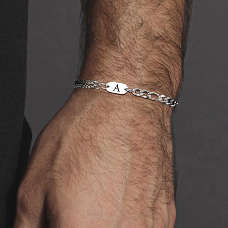 Bracelet couple personnalisé en argent