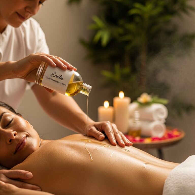 Émilie vous invite à réveiller douceur et connexion avec notre huile massage couple: texture soyeuse, arômes délicats et symbole de tendresse partagée. Créez des moments à deux empreints d’amour et de complicité.