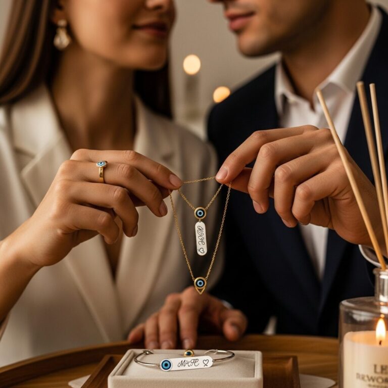 symptome mauvais oeil couple : découvrez le symbolisme protecteur des bijoux qui unissent deux âmes. Nos créations couple racontent leur signification et vous guident avec élégance, pour transformer chaque bijou en promesse et souvenir partagé.