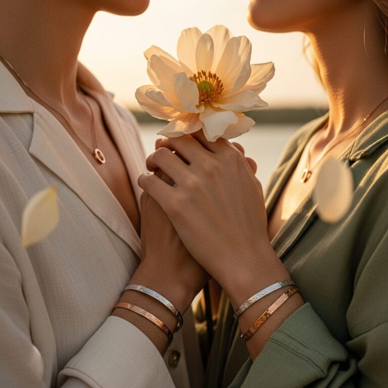 Floriant tardif en couple: une belle métaphore de l’amour qui s’épanouit avec le temps. Découvrez nos bijoux couple, symboles de patience et de lien durable — colliers et bracelets assortis qui racontent votre histoire, pour dire je t’aime avec poésie et élégance.